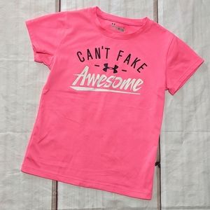 EUC Girls Under Armour Tee Shirt, Size 6 Pink